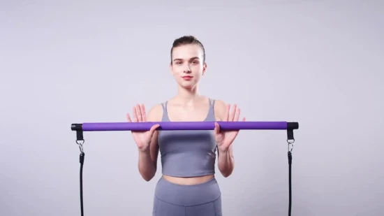 Unique Portable Yoga Tone Set Purple Sport Pilates Exercise Bar Kit